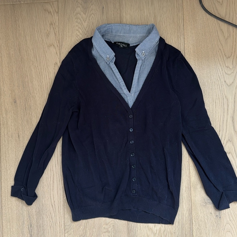 French Designer Sweater with Collar detail